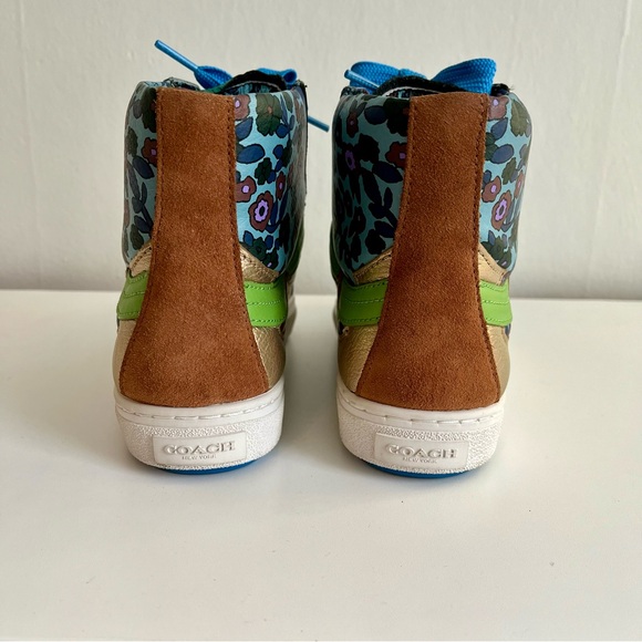 Coach Pointed Toe Floral Hightop Sneakers Size 7 - Picture 10 of 13